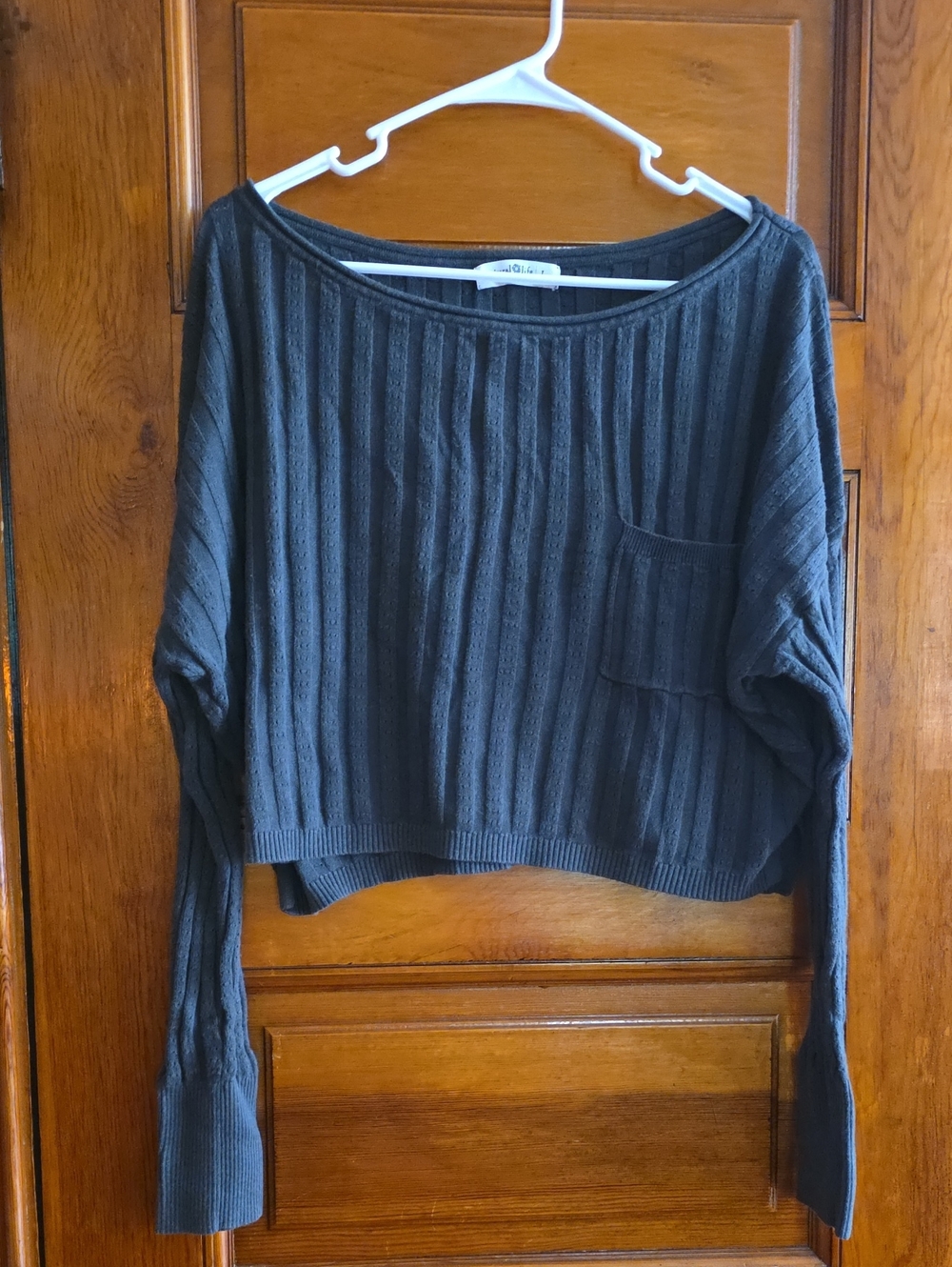 NATURAL LIFE Dk Green Ribbed Cropped Top